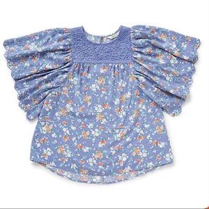 Matilda Jane NWT Periwinkle flutter sleeve floral rayon top SM